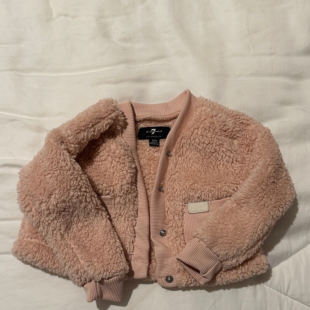 7 for all mankind Pink Fuzzy Kids Puffer Jacket